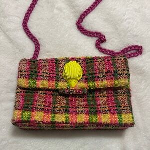 Kurt Geiger Pink and Yellow Tweed Crossbody Bag